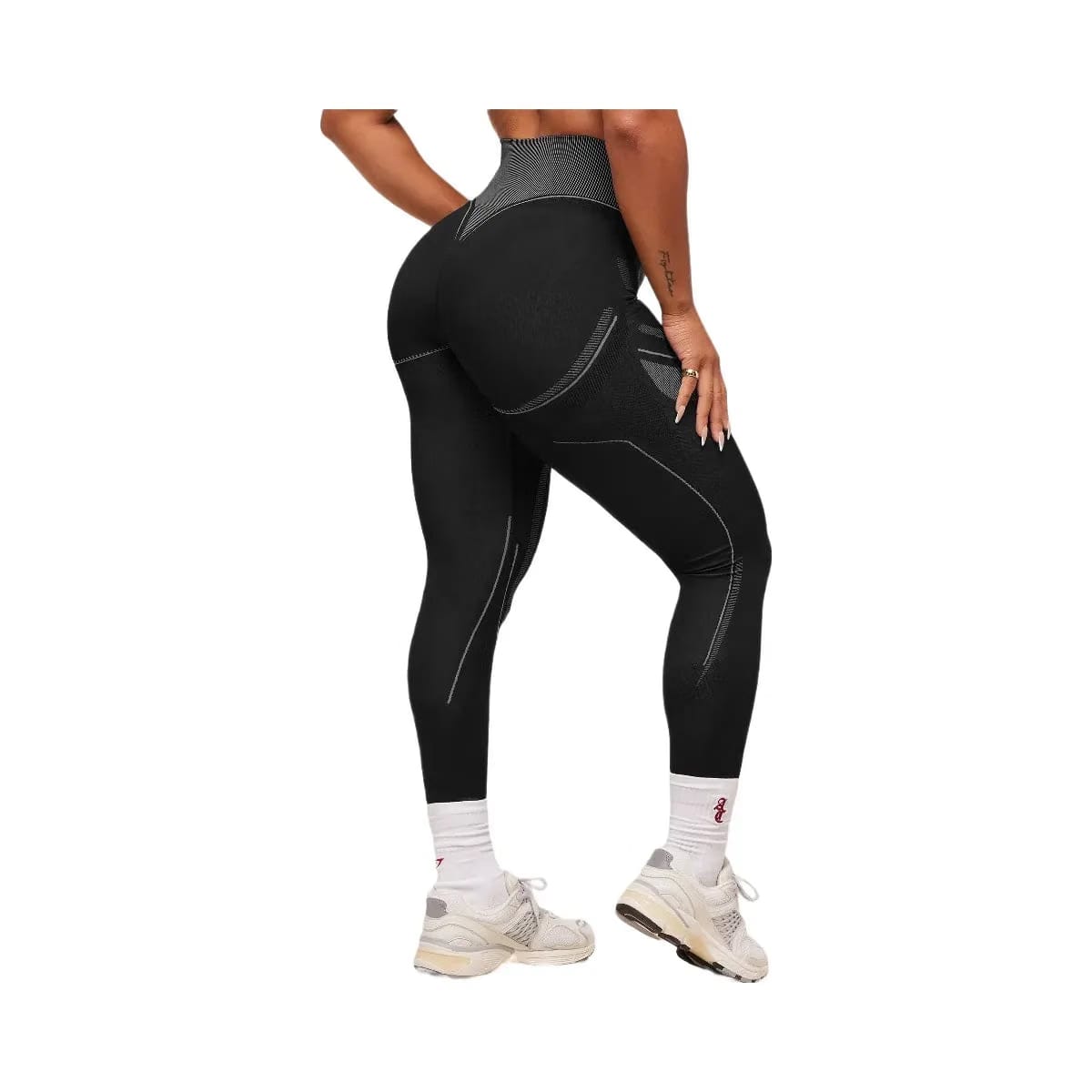 Gymshark x Analis Seamless Leggings - Black/Silver Grey