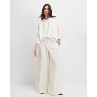 Cream Long Sleeve Batwing Top