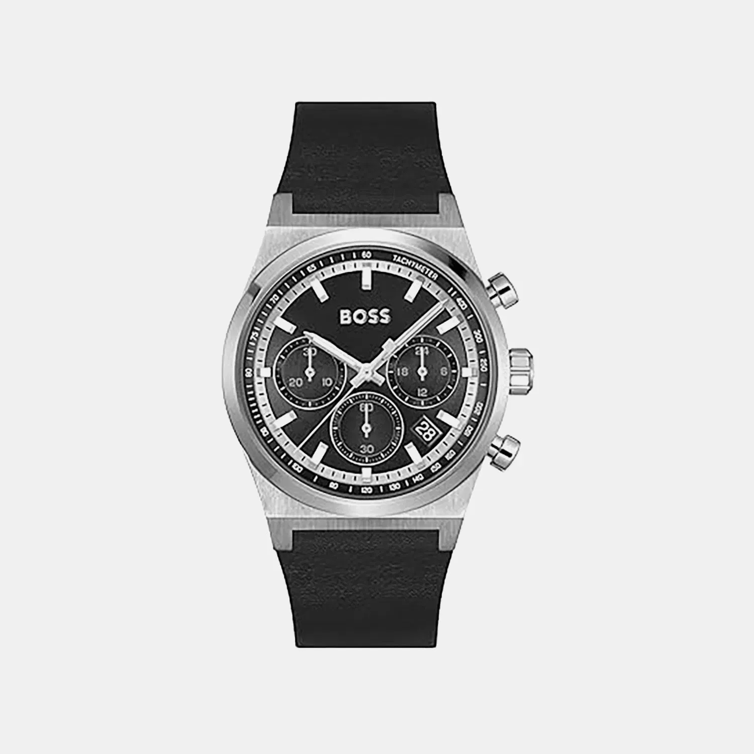 Boss Candor Chrono Men Quartz Black Dial Chronograph Leather Watch 1514218
