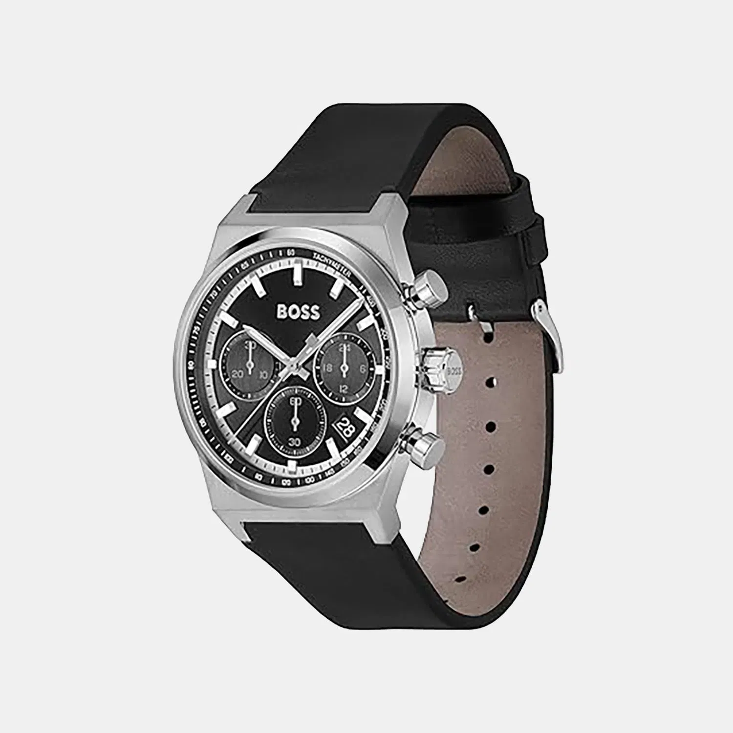 Boss Candor Chrono Men Quartz Black Dial Chronograph Leather Watch 1514218