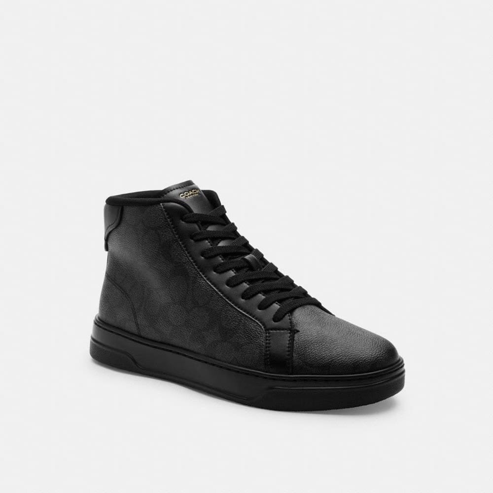 Men's Coach High Line High Top Sneaker In Signature Canvas Graphite Black