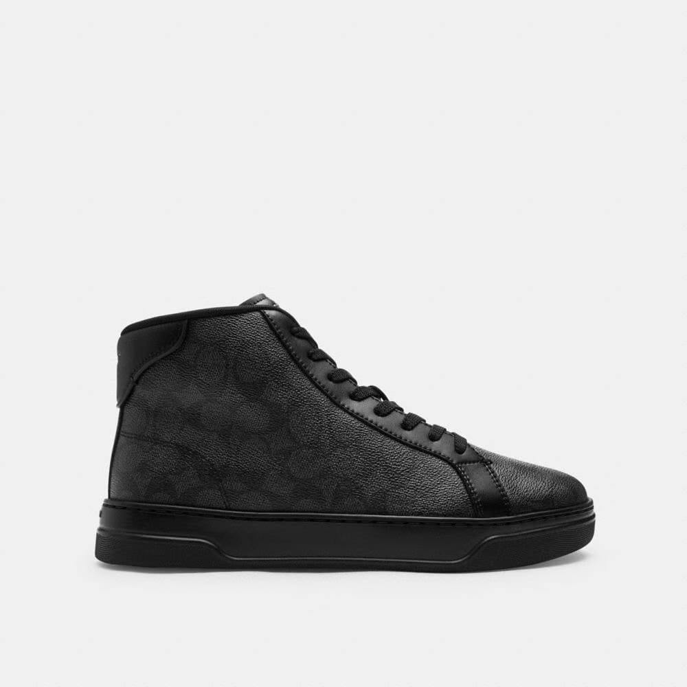 Men's Coach High Line High Top Sneaker In Signature Canvas Graphite Black