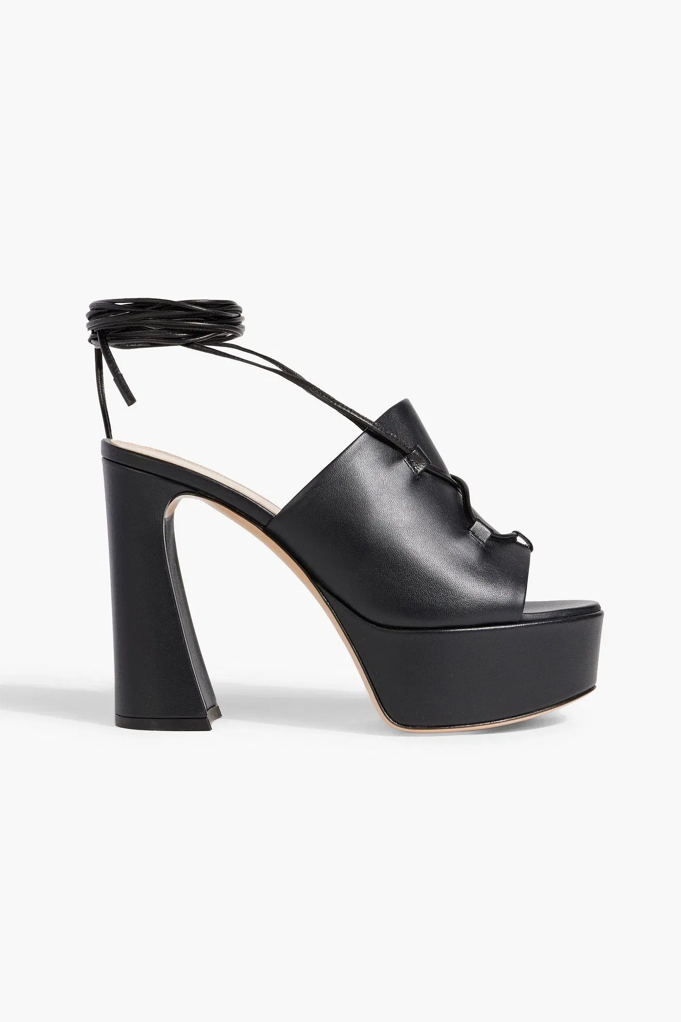 Gianvito Rossi Holly Lace-Up Leather Platform Sandals Black Women's