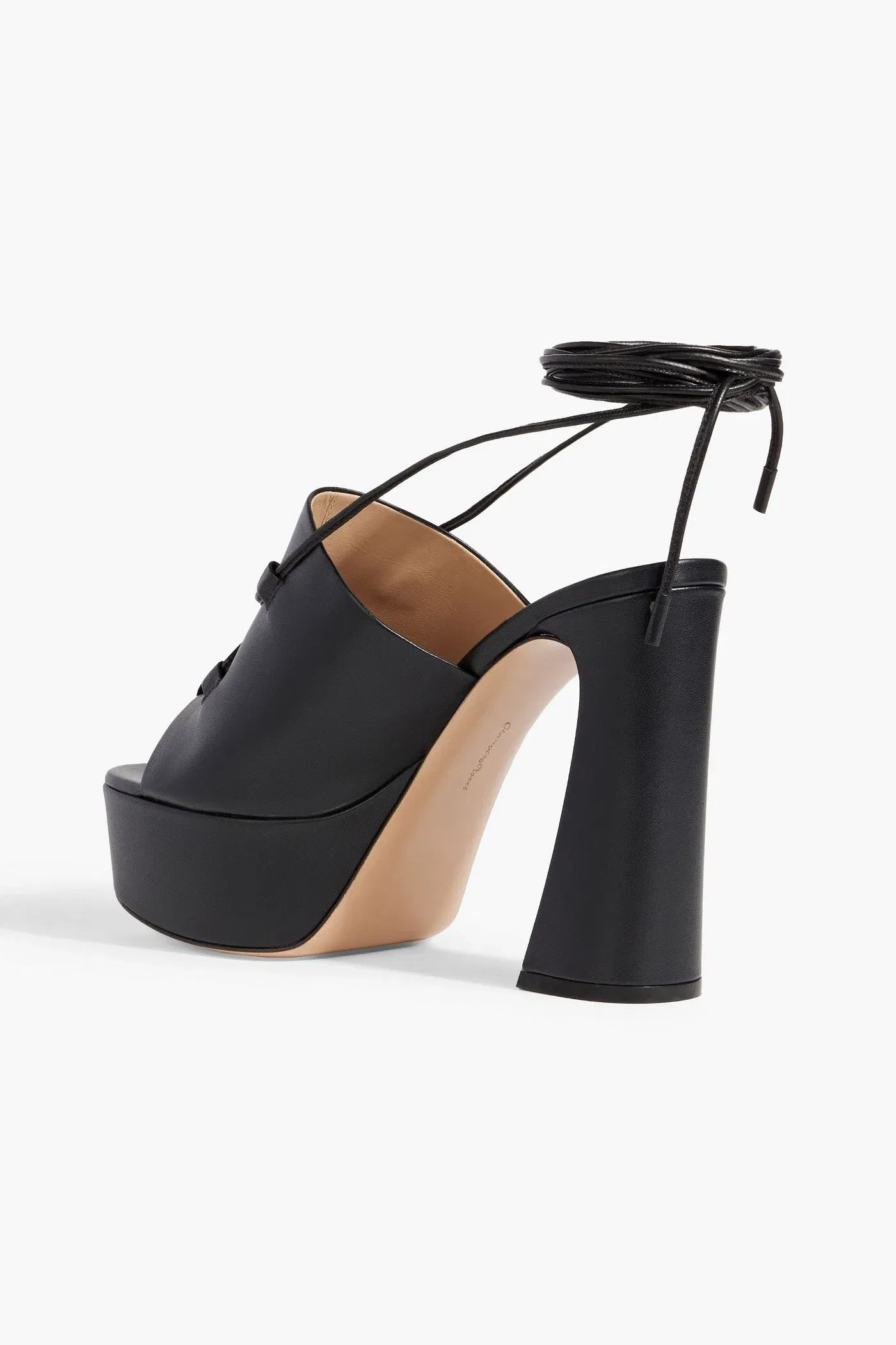 Gianvito Rossi Holly Lace-Up Leather Platform Sandals Black Women's