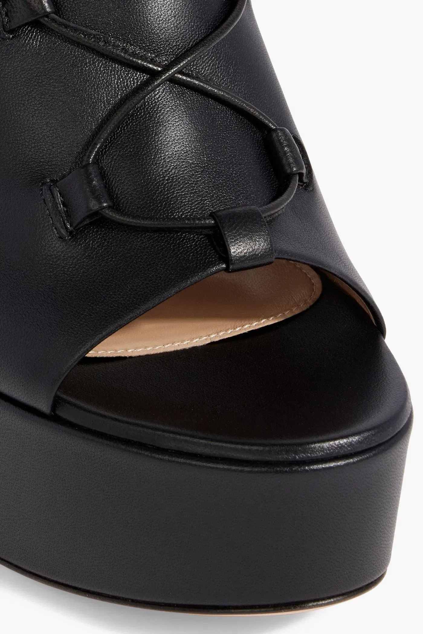 Gianvito Rossi Holly Lace-Up Leather Platform Sandals Black Women's