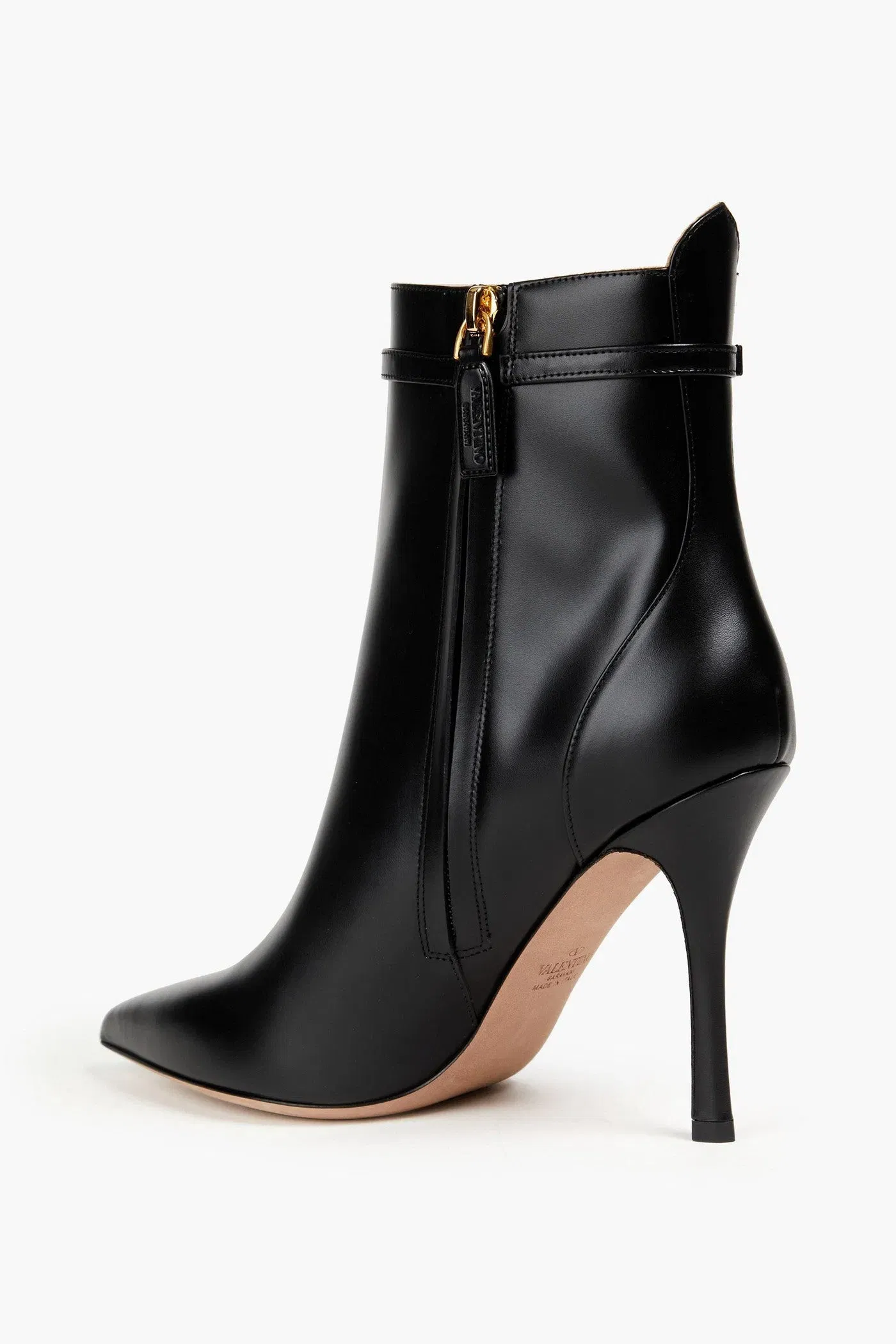 Valentino Garavani Tan-Go Leather Ankle Boots Black Women's