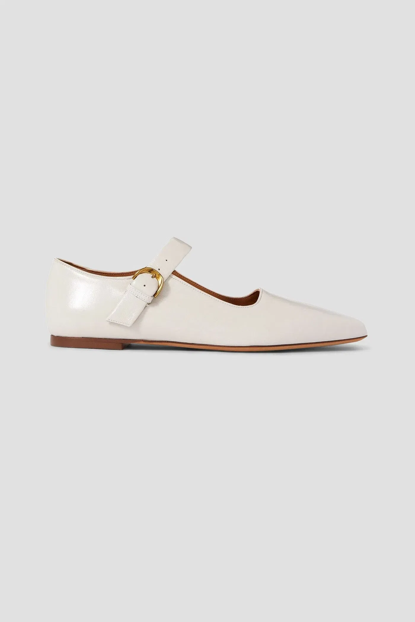 Emme Parsons Tramonto Glossed-Leather Mary Jane Ballet Flats Off-White Women's