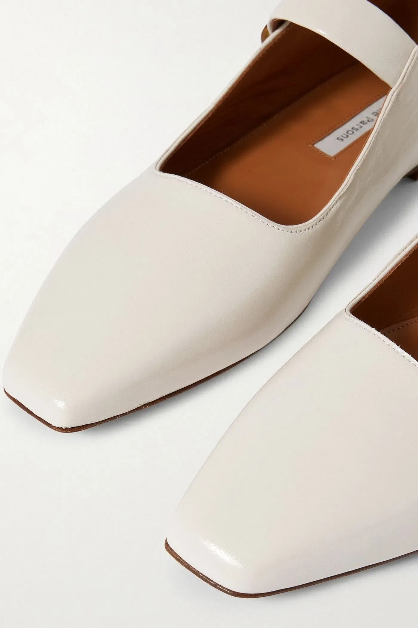 Emme Parsons Tramonto Glossed-Leather Mary Jane Ballet Flats Off-White Women's