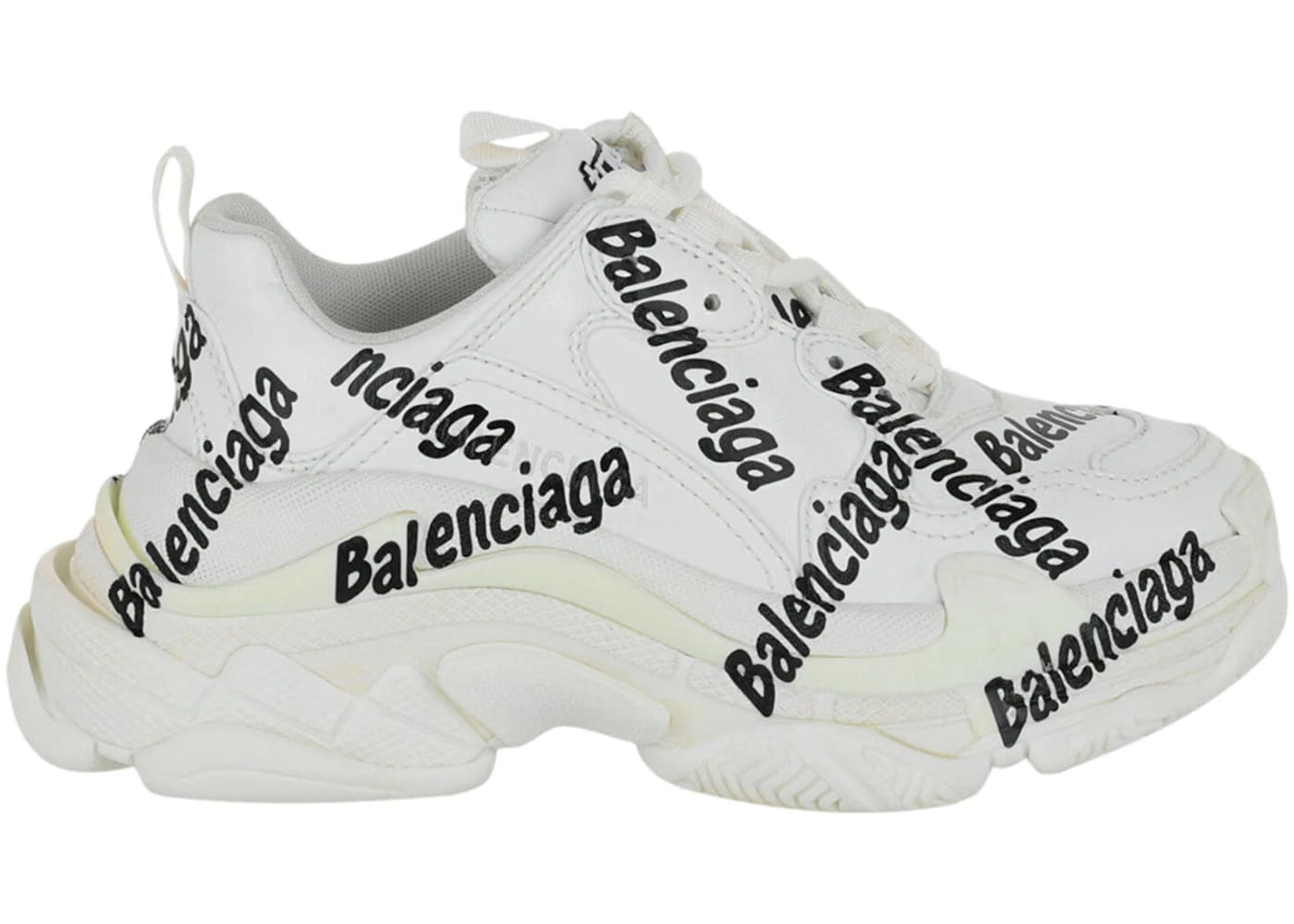 Balenciaga Triple S Allover Logo White Black Womens