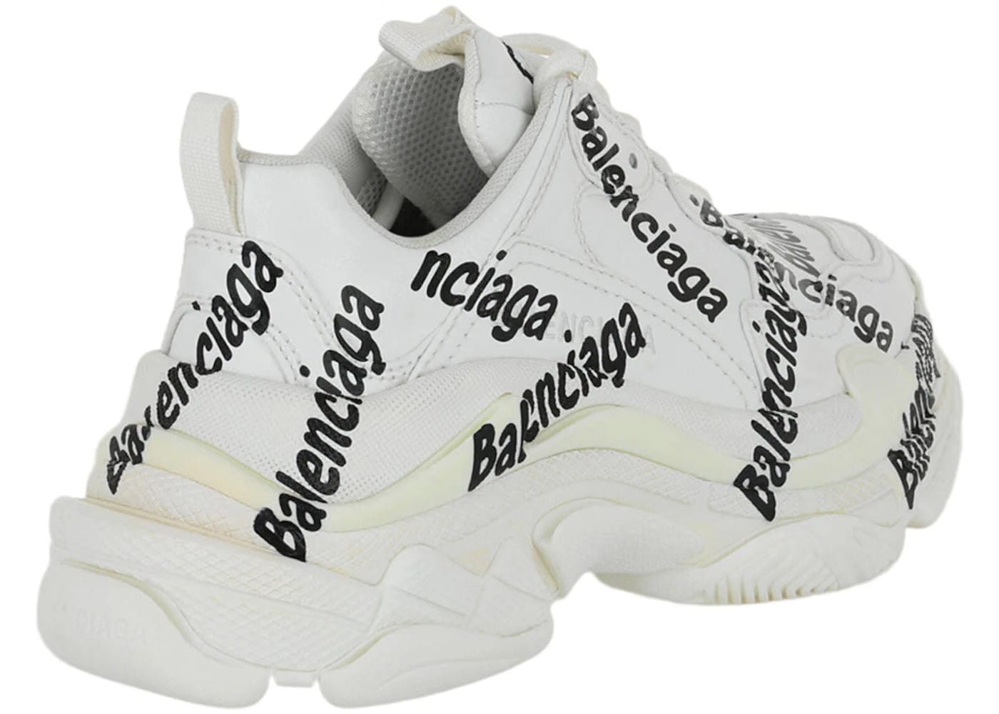 Balenciaga Triple S Allover Logo White Black Womens