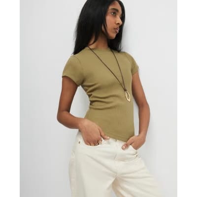 Green Fitted Rib T-Shirt
