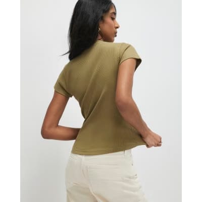 Green Fitted Rib T-Shirt
