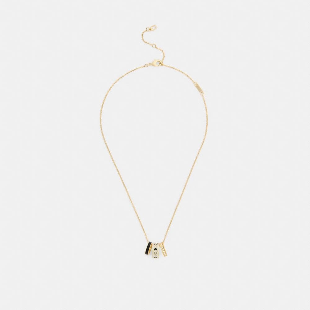 Coach Repeated C Rondelle Necklace Gold Chalk