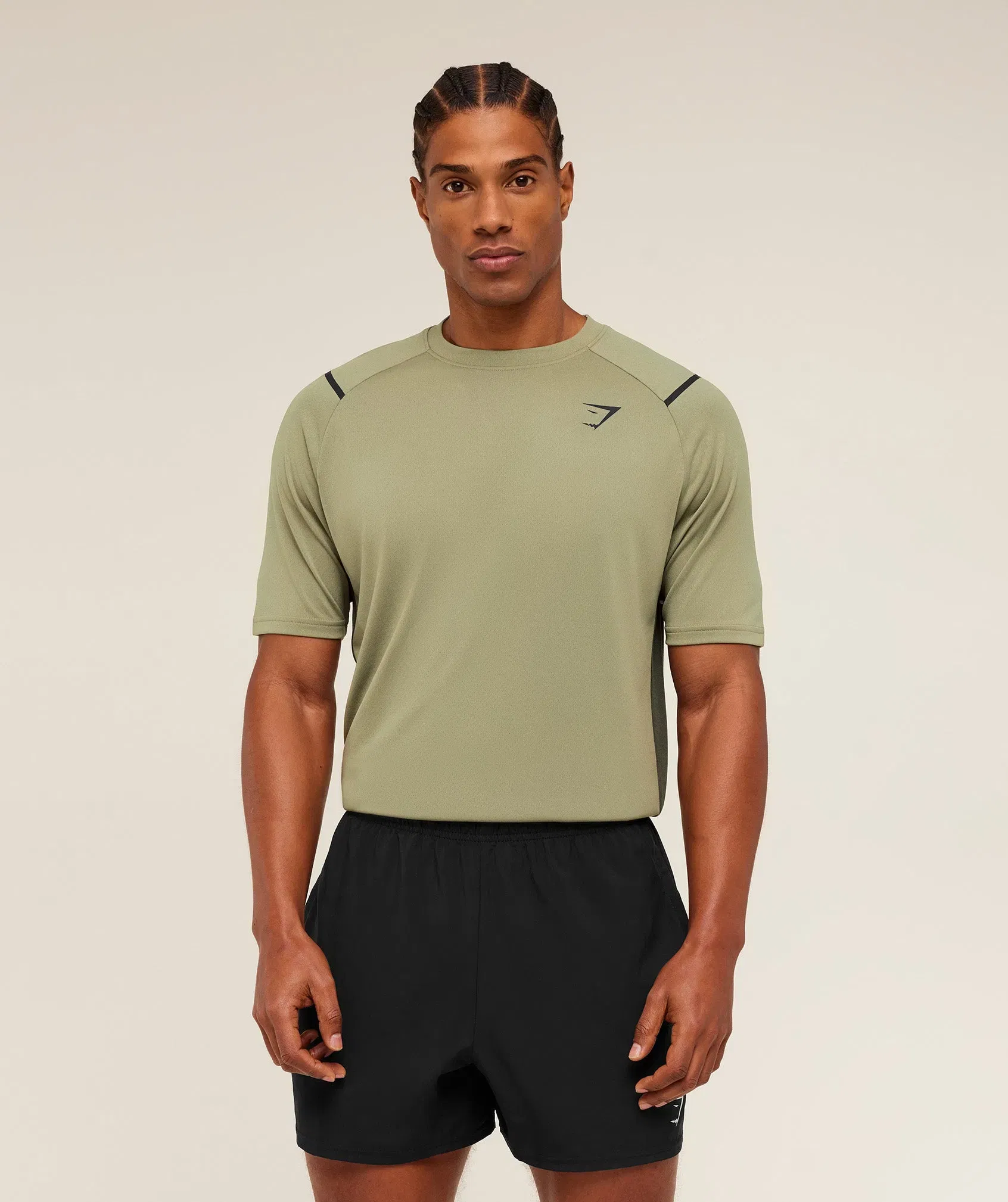Gymshark Arrival Contrast T-Shirt - Grounded Green / Strength Green