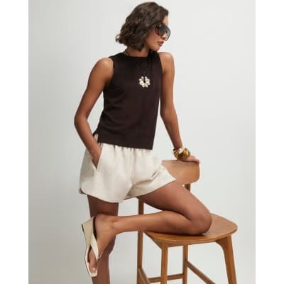 Brown Knitted Vest Top