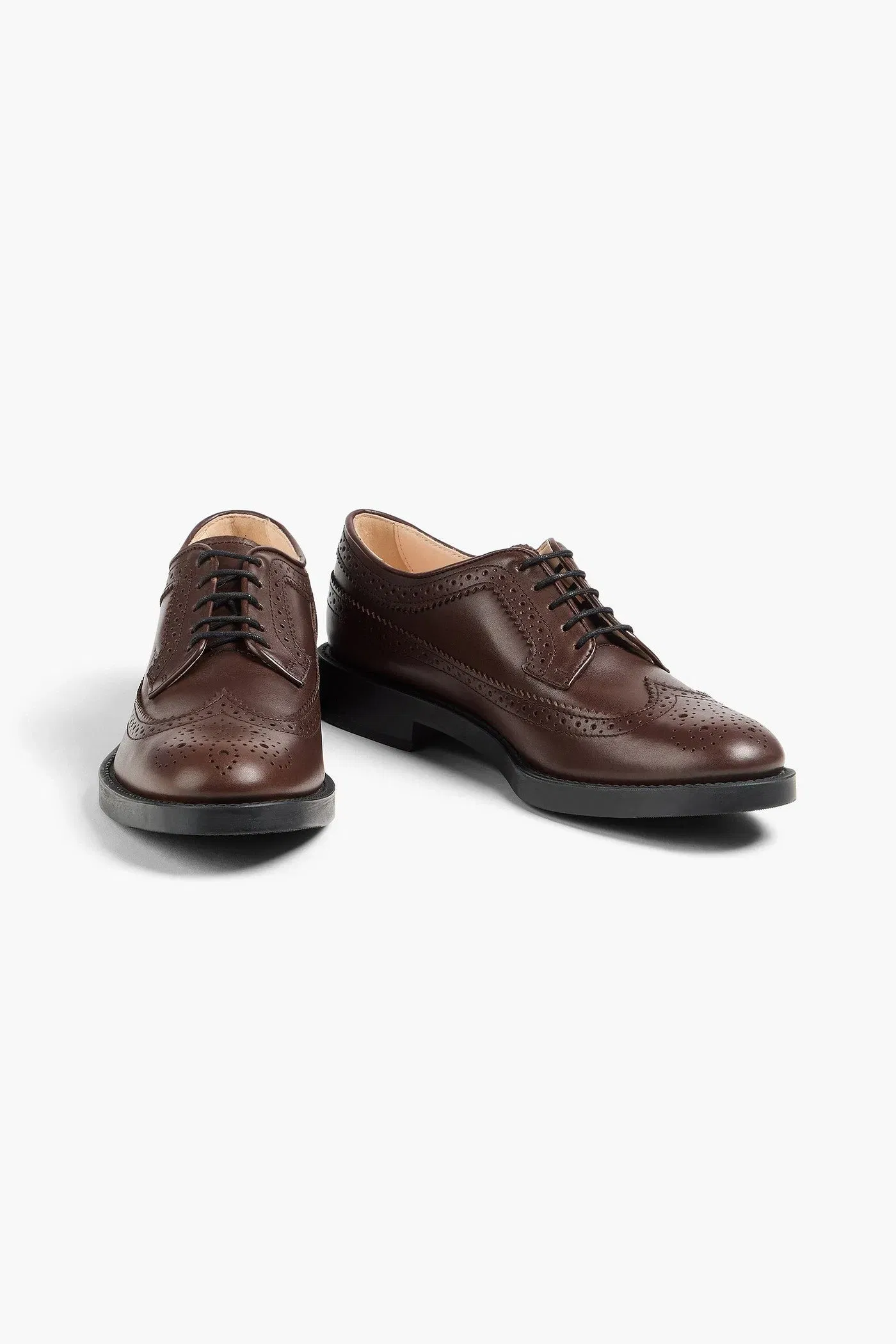 Tod's Perforated Leather Brogues Dark Brown Women's