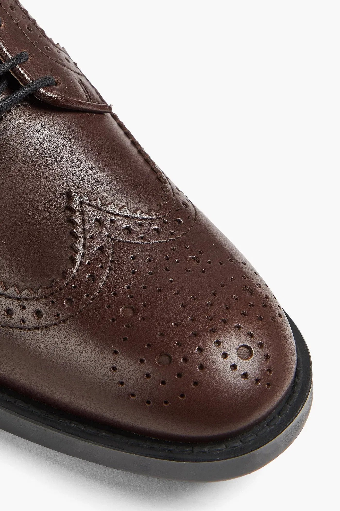 Tod's Perforated Leather Brogues Dark Brown Women's