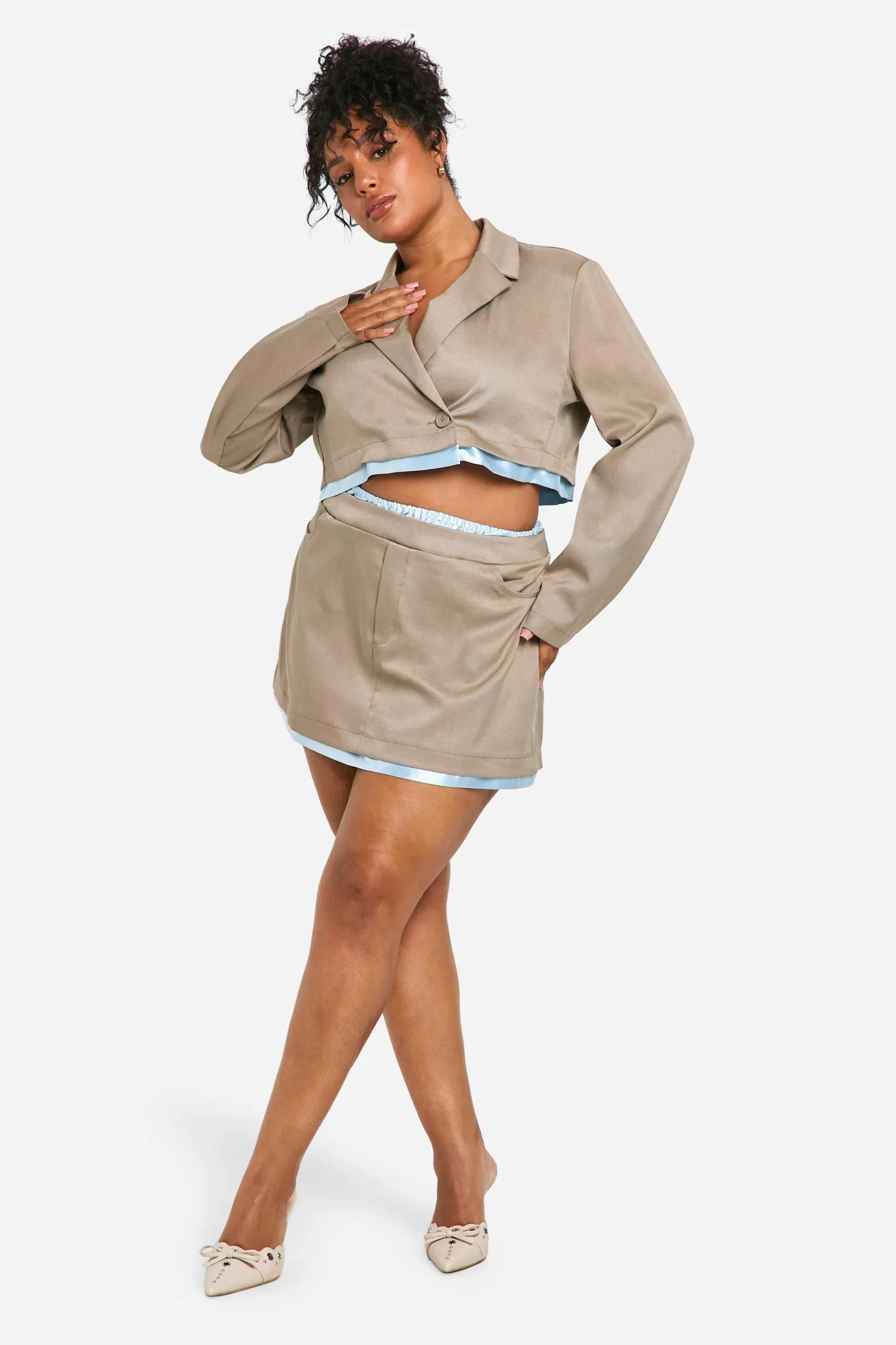 Plus Satin Waistband Mini Skirt