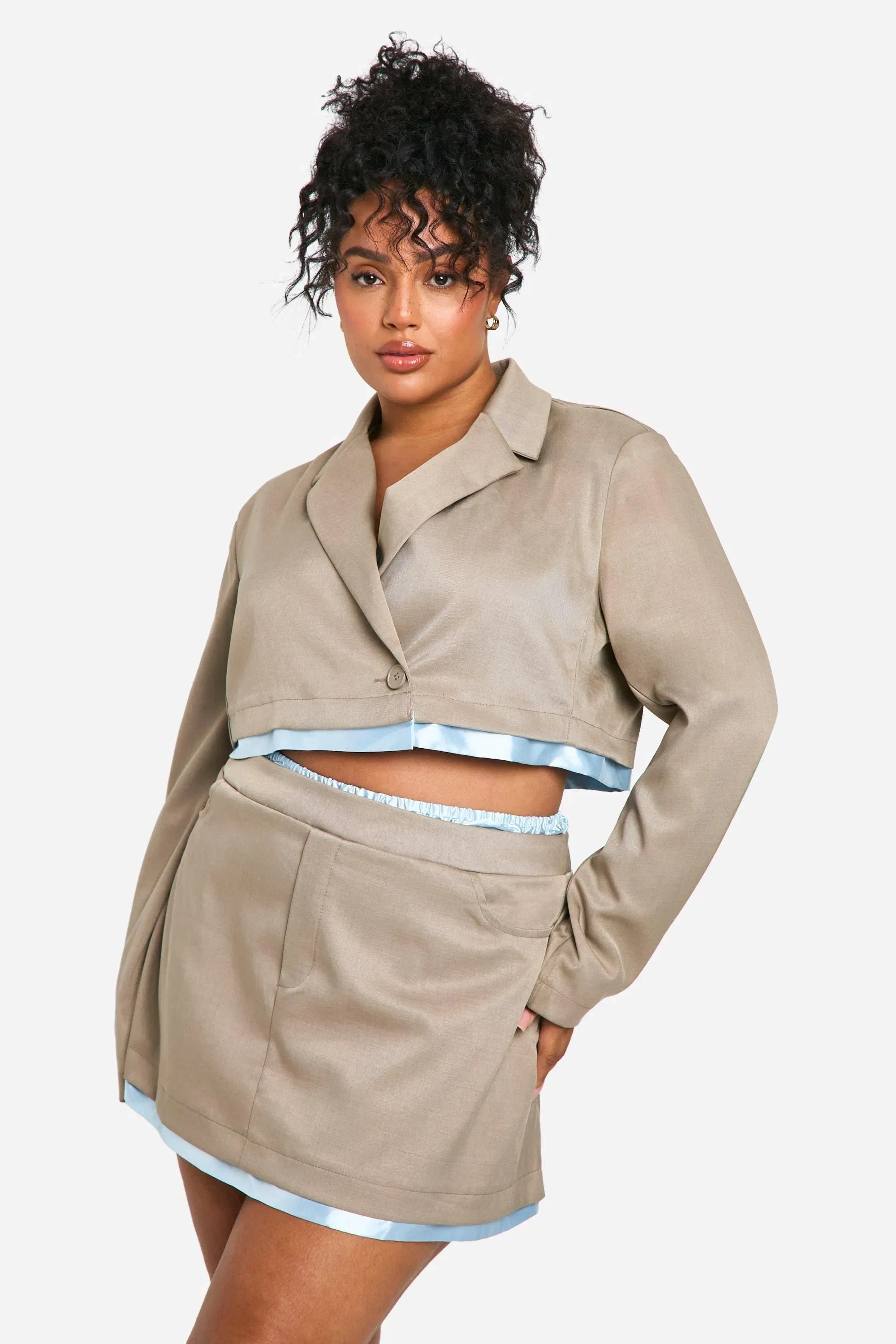 Plus Satin Waistband Mini Skirt