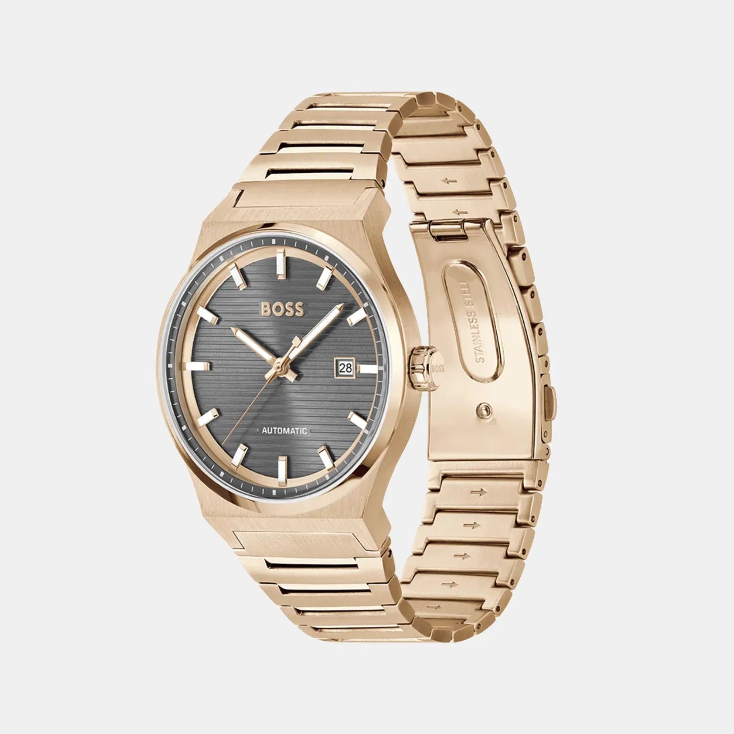 Boss Candor Men Automatic Grey Dial Analog Stainless Steel Watch 1514185