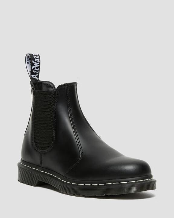 Dr Martens White Stitch Smooth Leather Chelsea Boots - Black