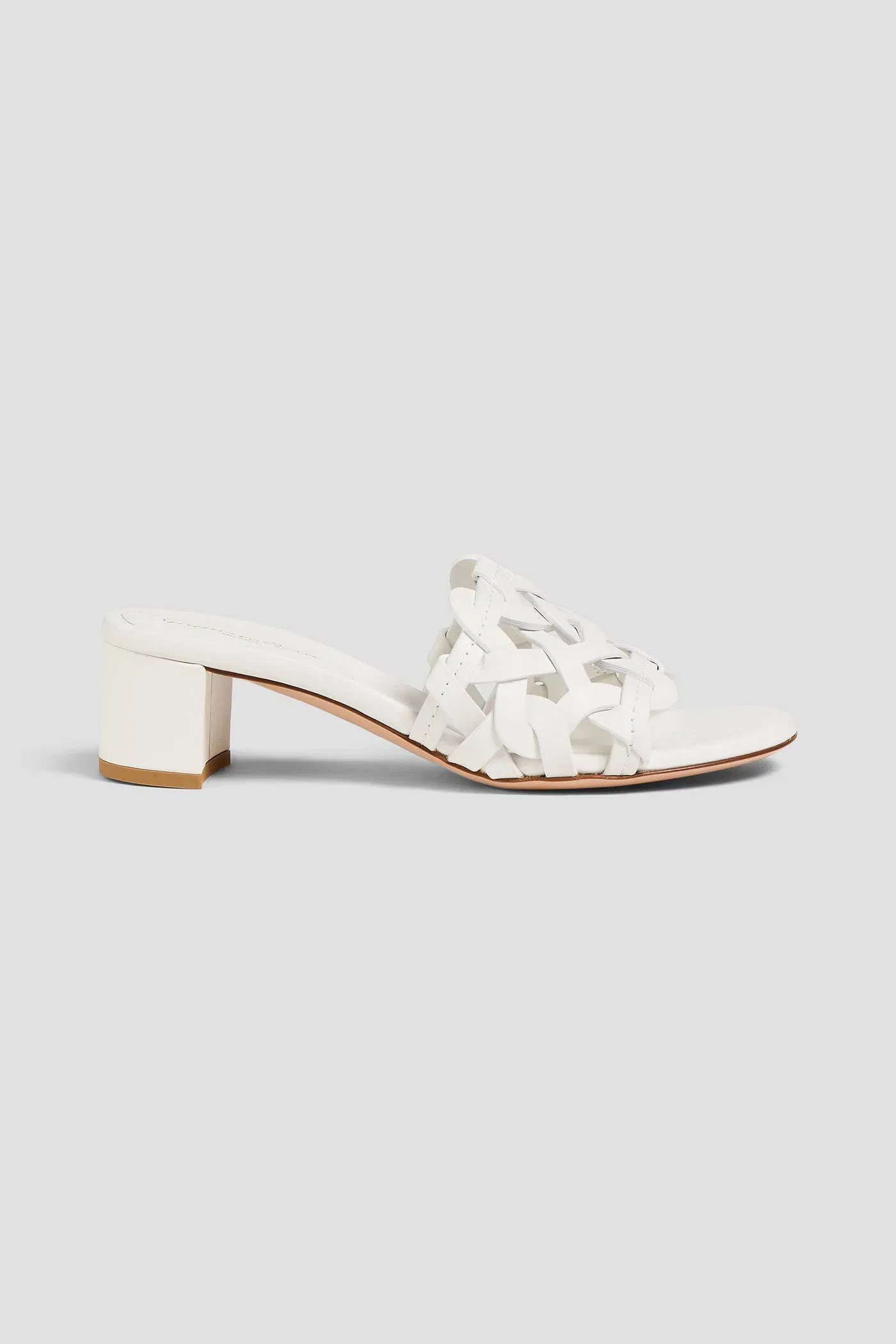 Gianvito Rossi Amalfi 45 Laser-Cut Leather Mules White Women's