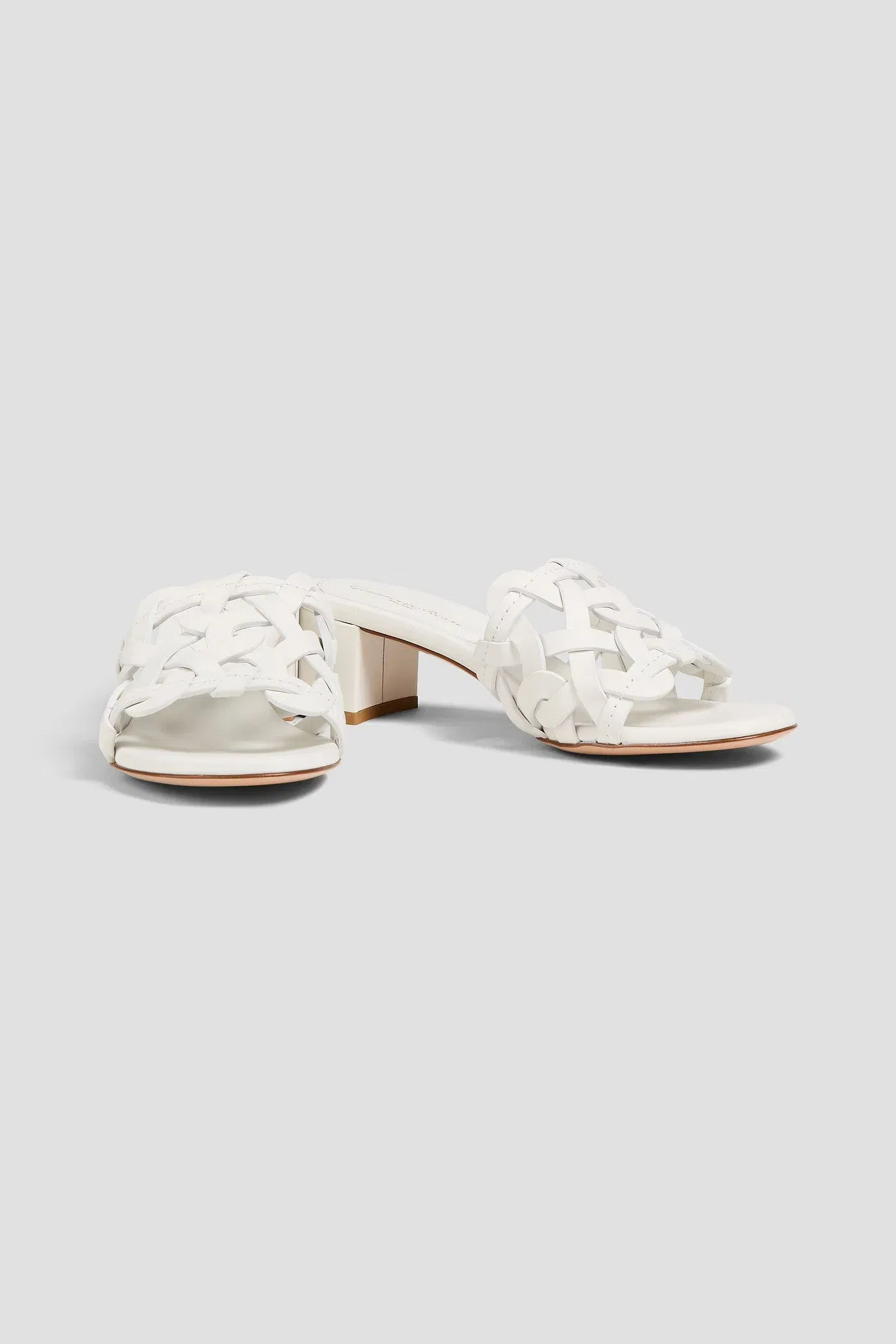 Gianvito Rossi Amalfi 45 Laser-Cut Leather Mules White Women's