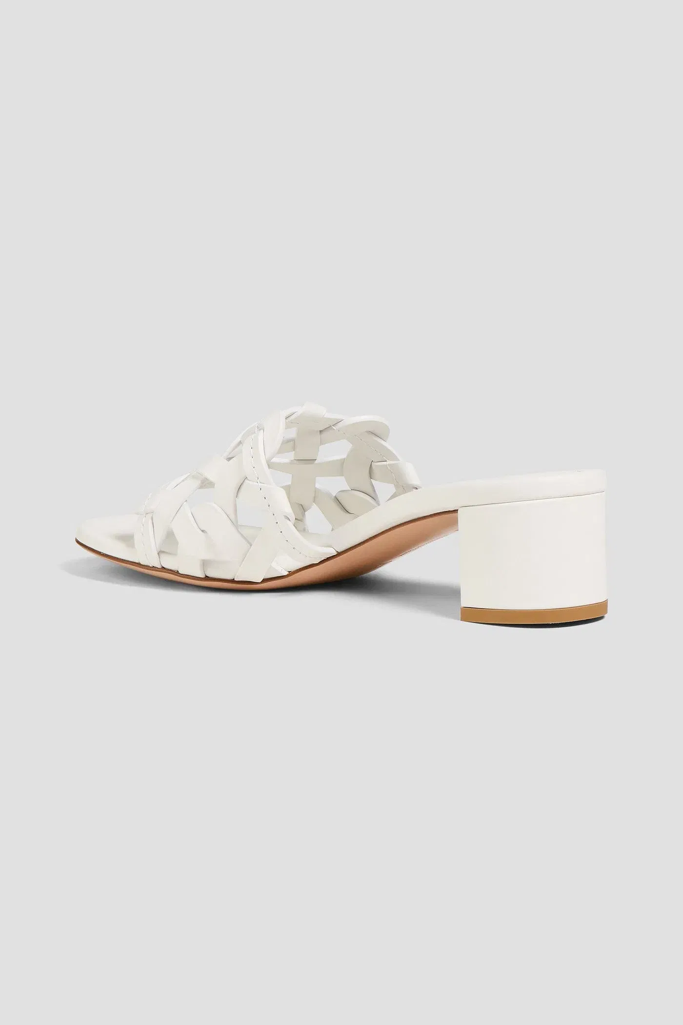 Gianvito Rossi Amalfi 45 Laser-Cut Leather Mules White Women's