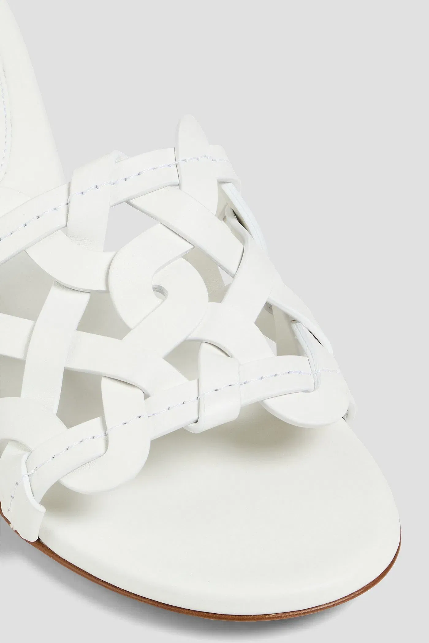Gianvito Rossi Amalfi 45 Laser-Cut Leather Mules White Women's