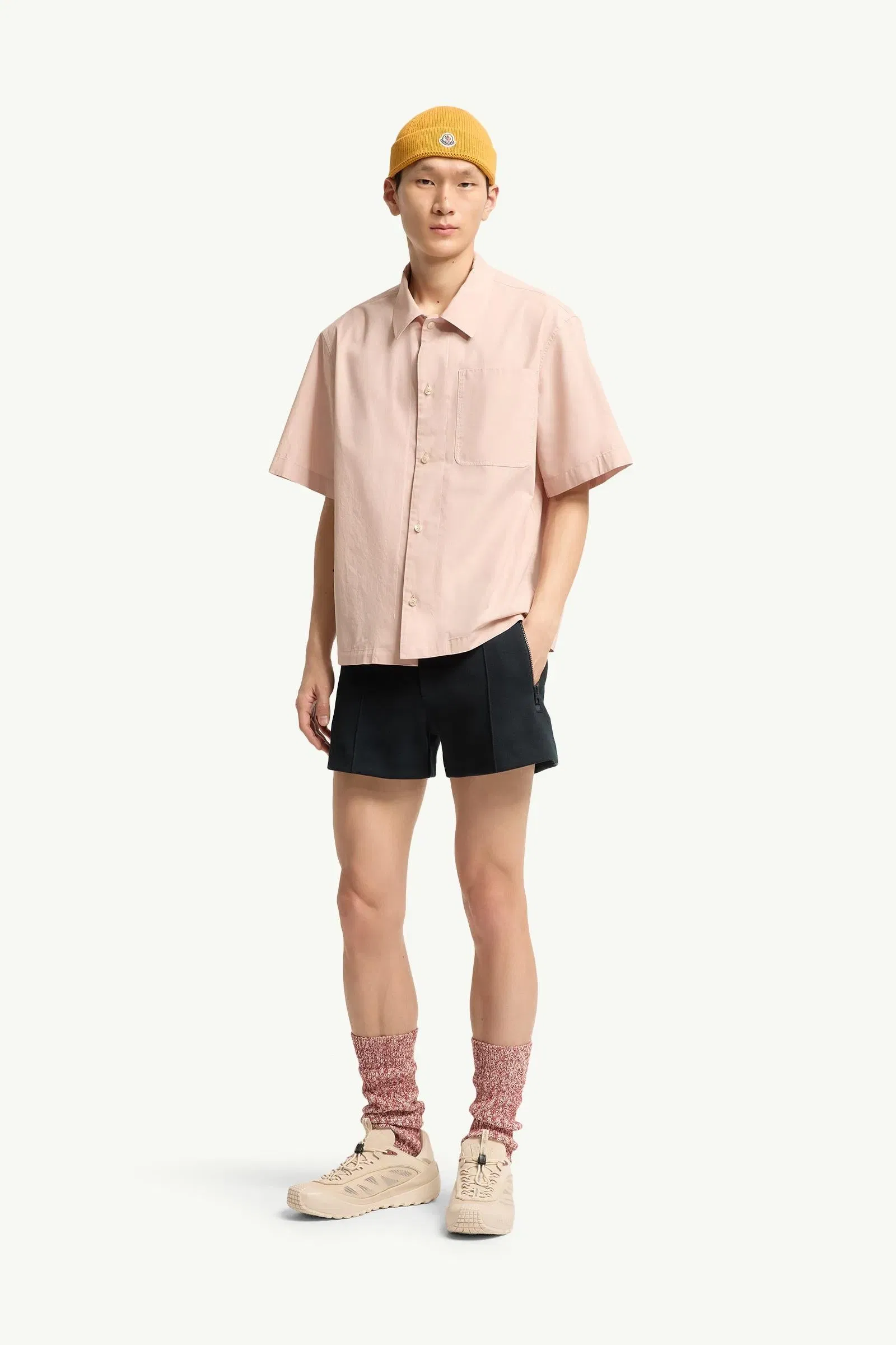 Moncler Cotton Poplin Short Sleeve Shirt Light Pink Light Pink