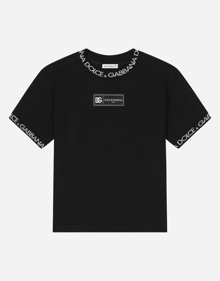 Jersey T-shirt with logo label
