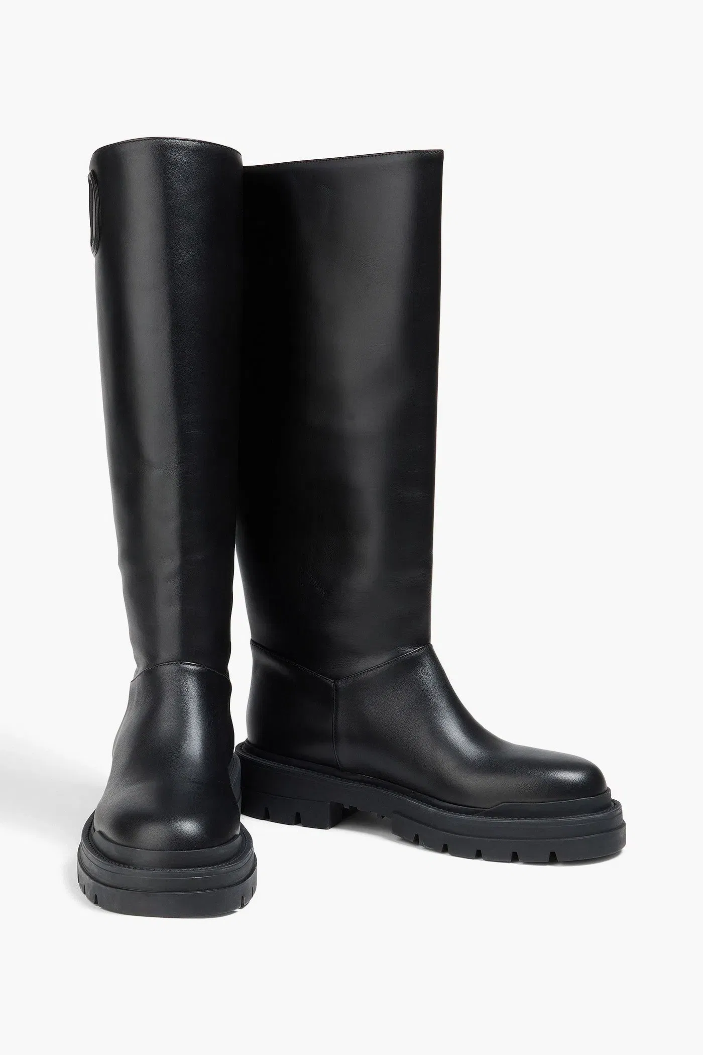 Valentino Garavani Vlogo Signature Leather Knee Boots Black Women's