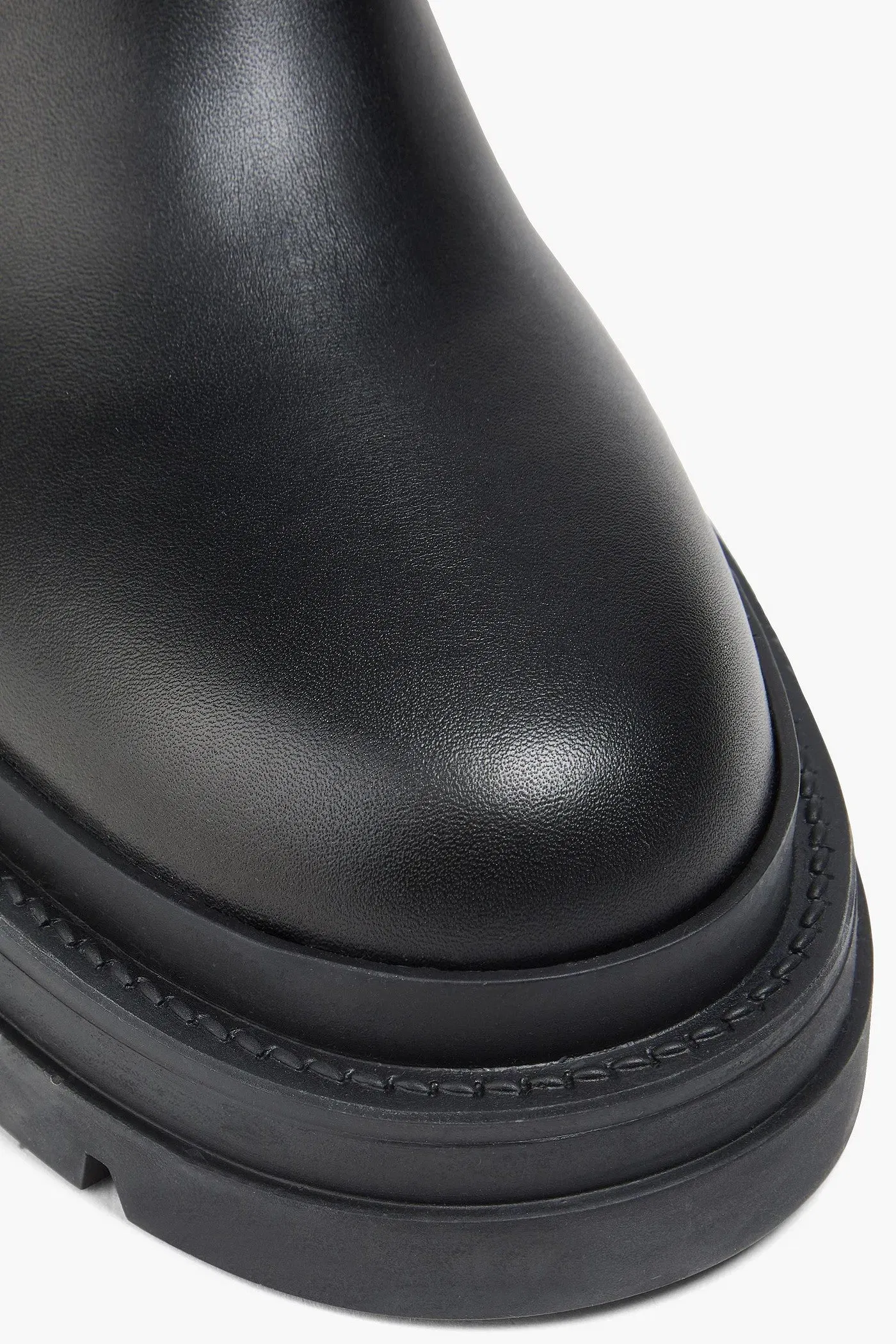 Valentino Garavani Vlogo Signature Leather Knee Boots Black Women's