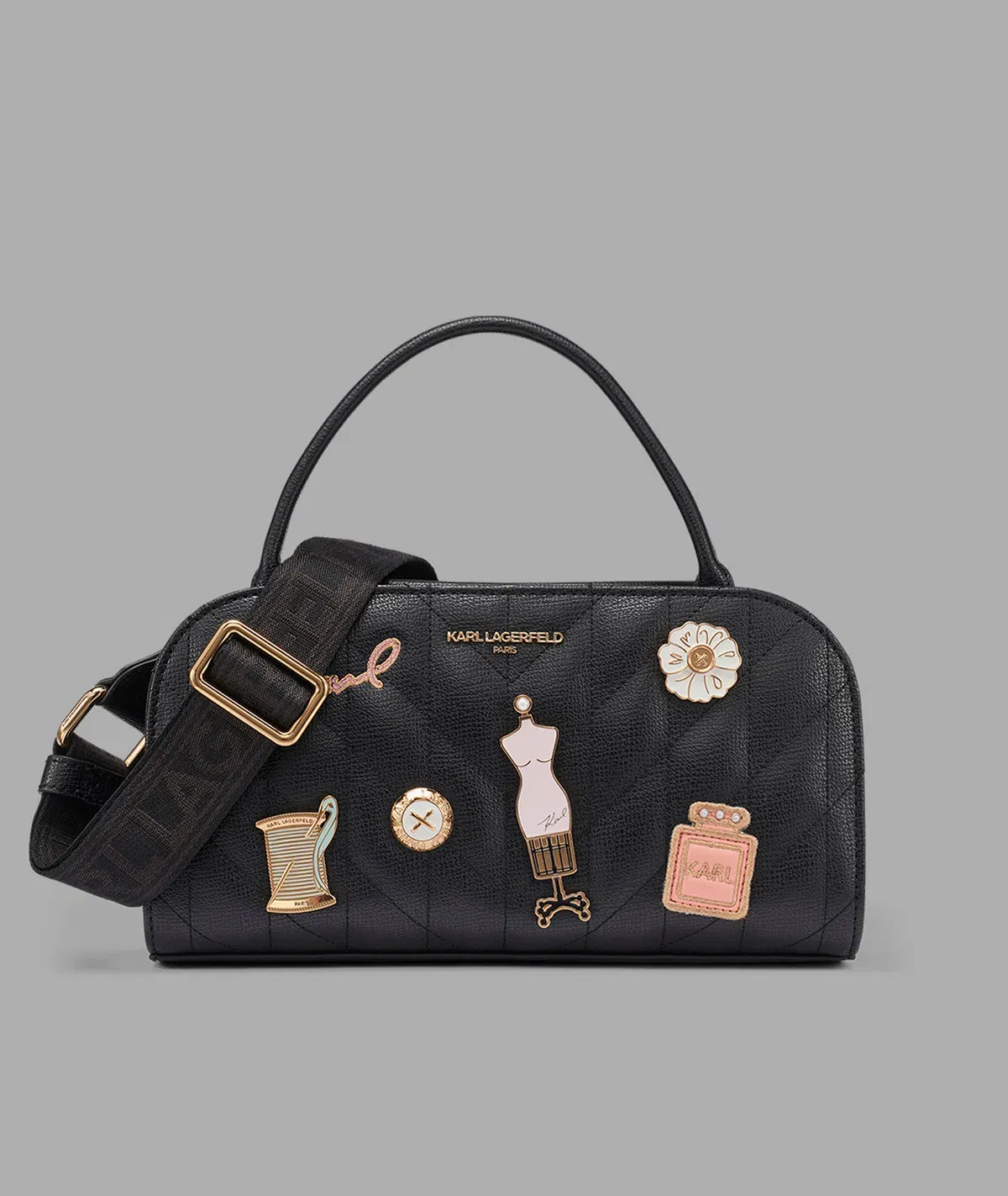 KarlLagerfeld Maybelle satchel with pins black / gold