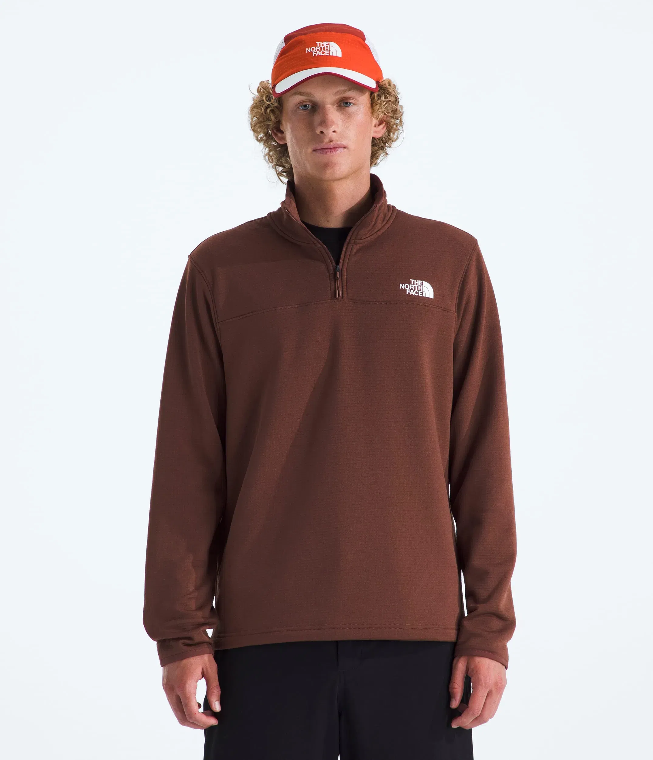 The North Face Men’s Cedar Trail Grid Fleece ¼-Zip Ember Soil