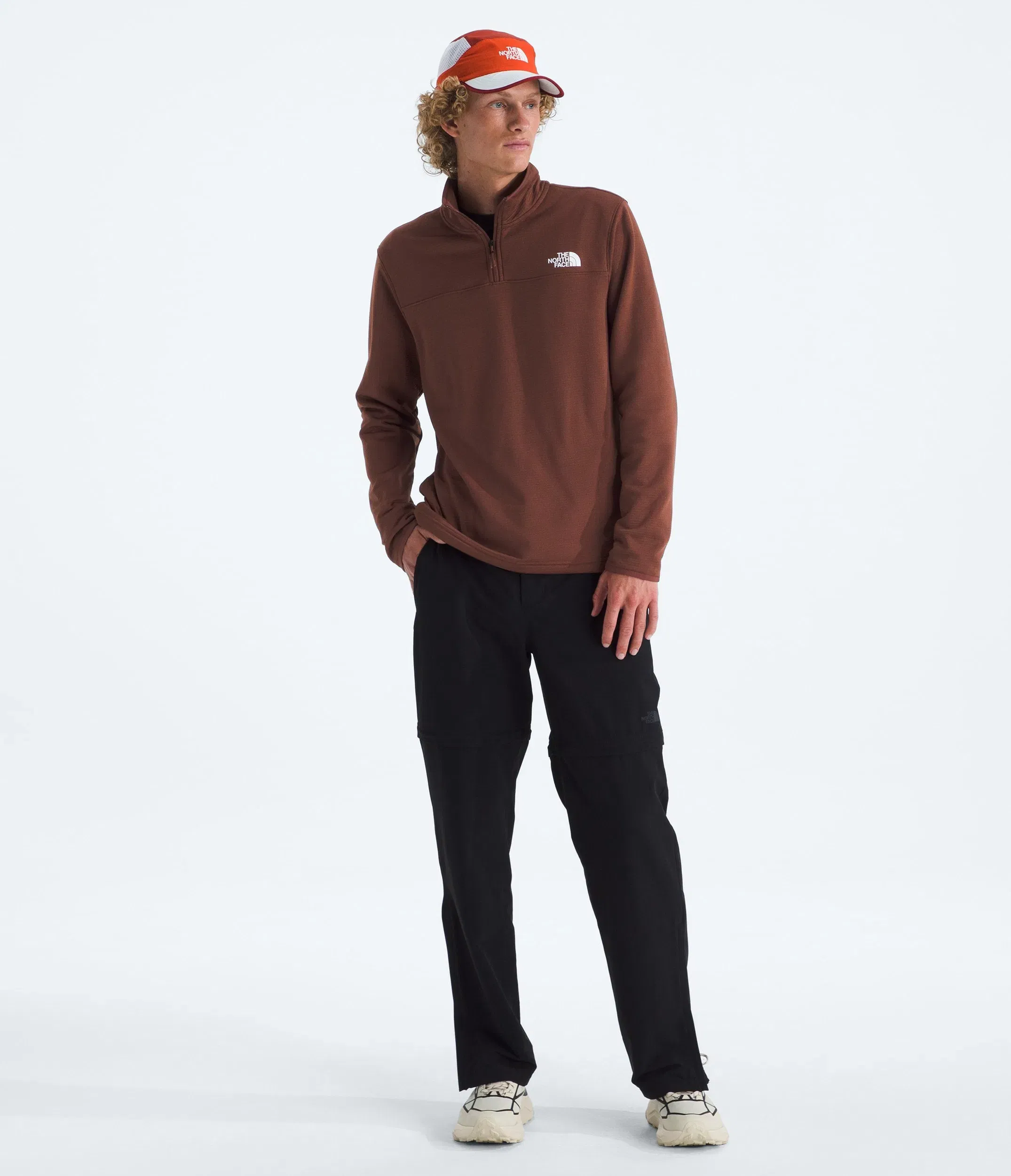 The North Face Men’s Cedar Trail Grid Fleece ¼-Zip Ember Soil