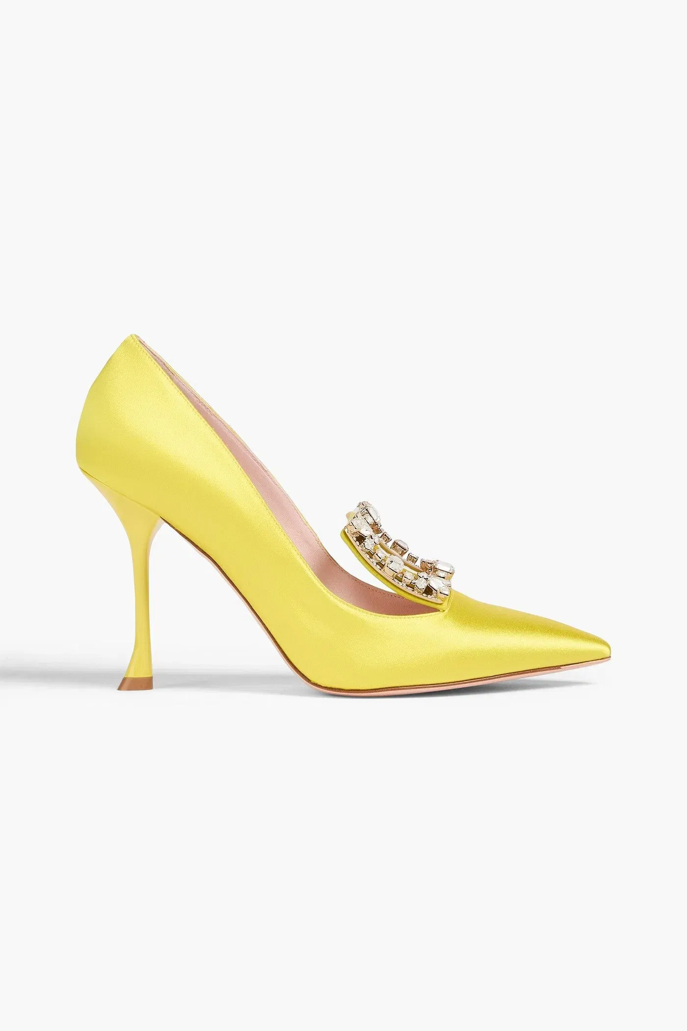 Roger Vivier Bouquet 85 Embellished Satin Pumps Yellow Women's
