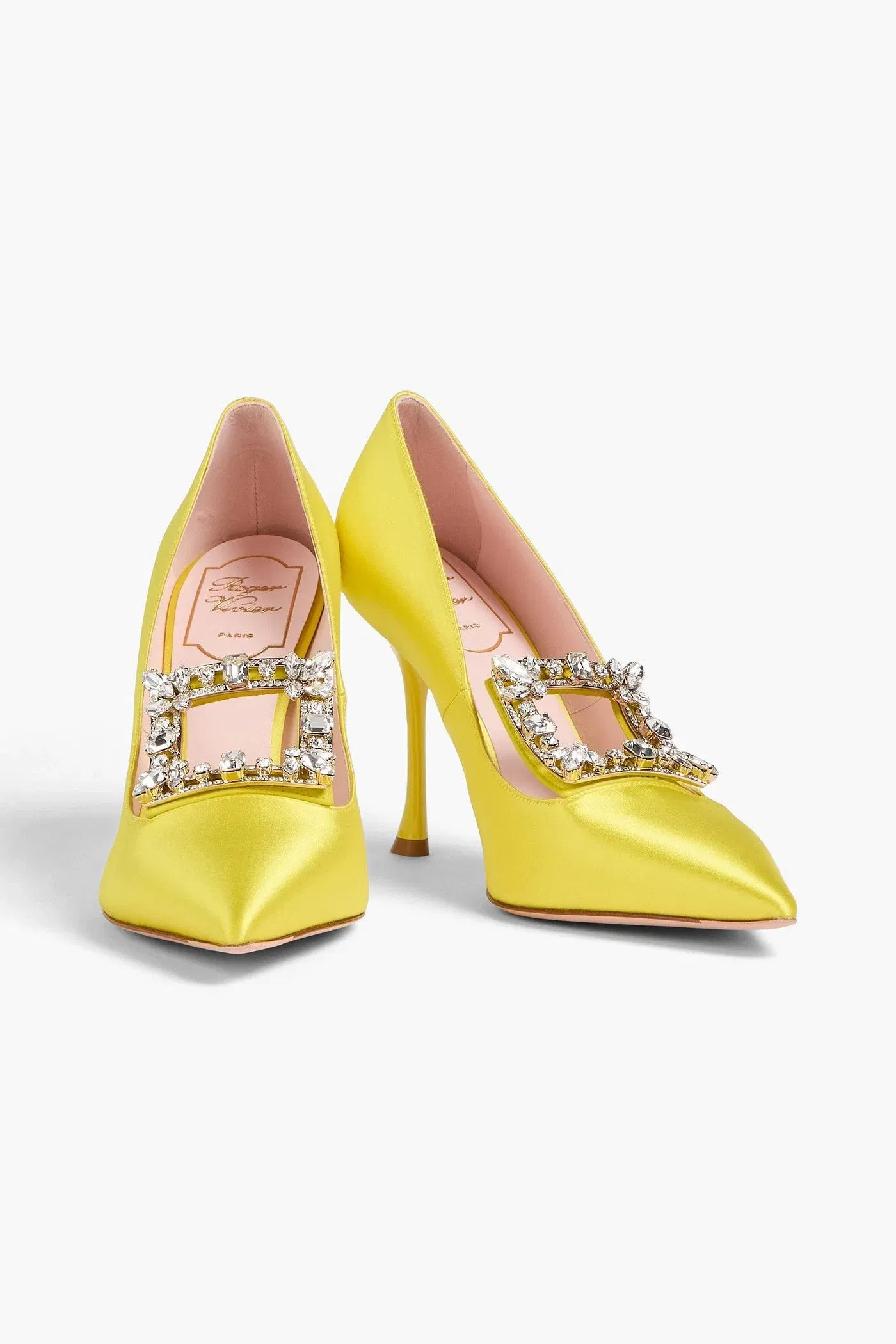 Roger Vivier Bouquet 85 Embellished Satin Pumps Yellow Women's