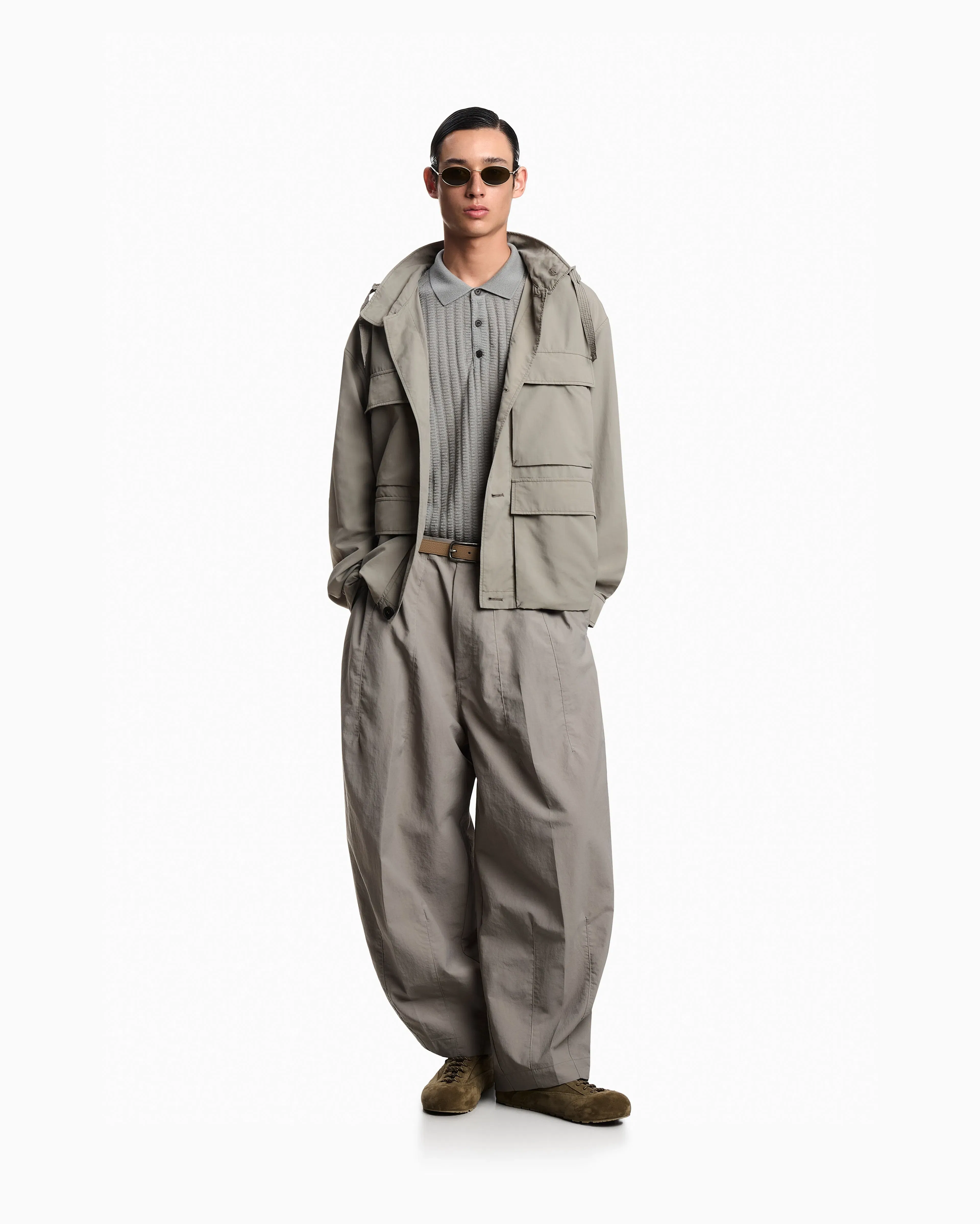 Emporio Armani Multi-pocket blouson in silk-blend nylon