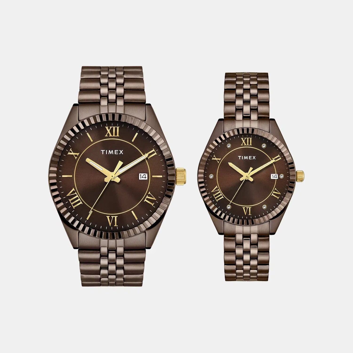 Timex Trendline Couple Quartz Dial Analog Stainless Steel Watch Tw00Pr344