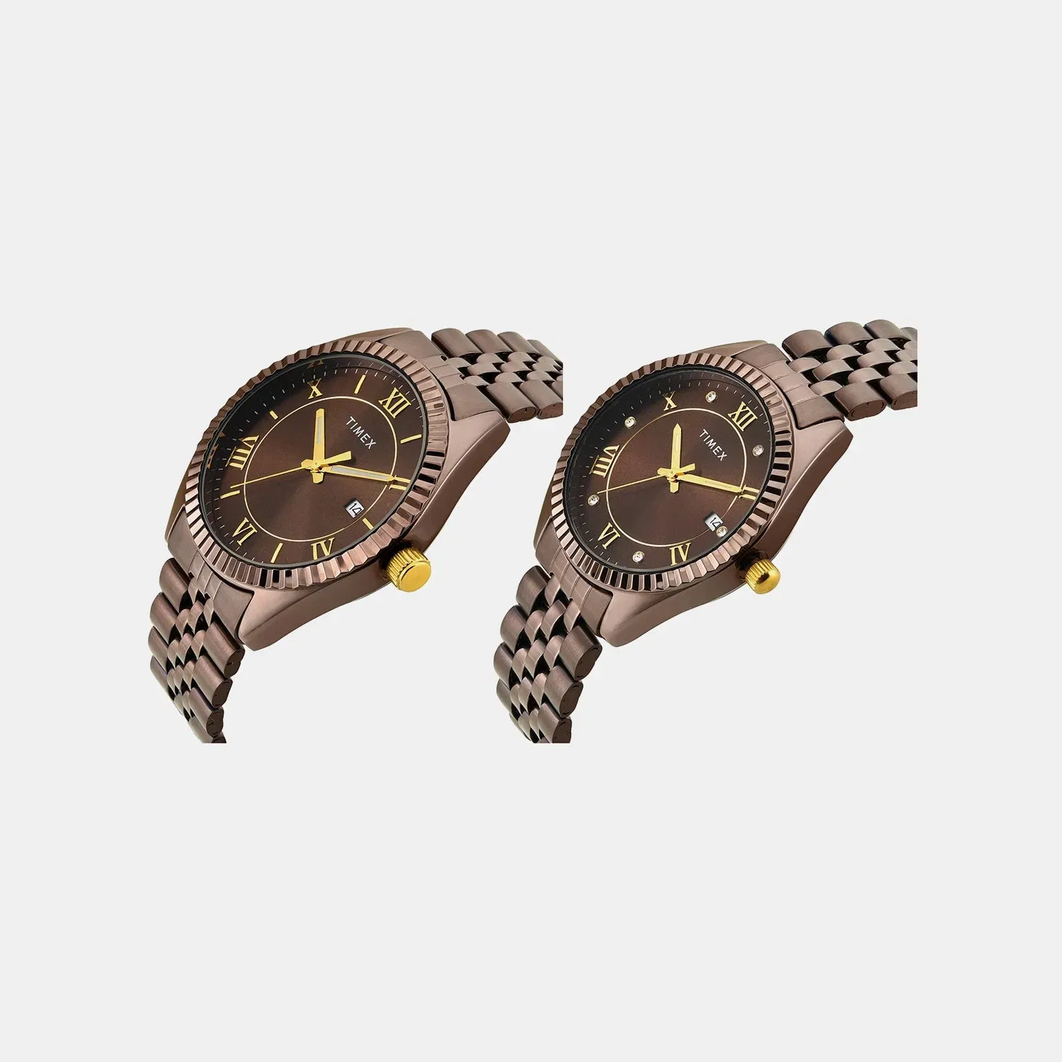 Timex Trendline Couple Quartz Dial Analog Stainless Steel Watch Tw00Pr344
