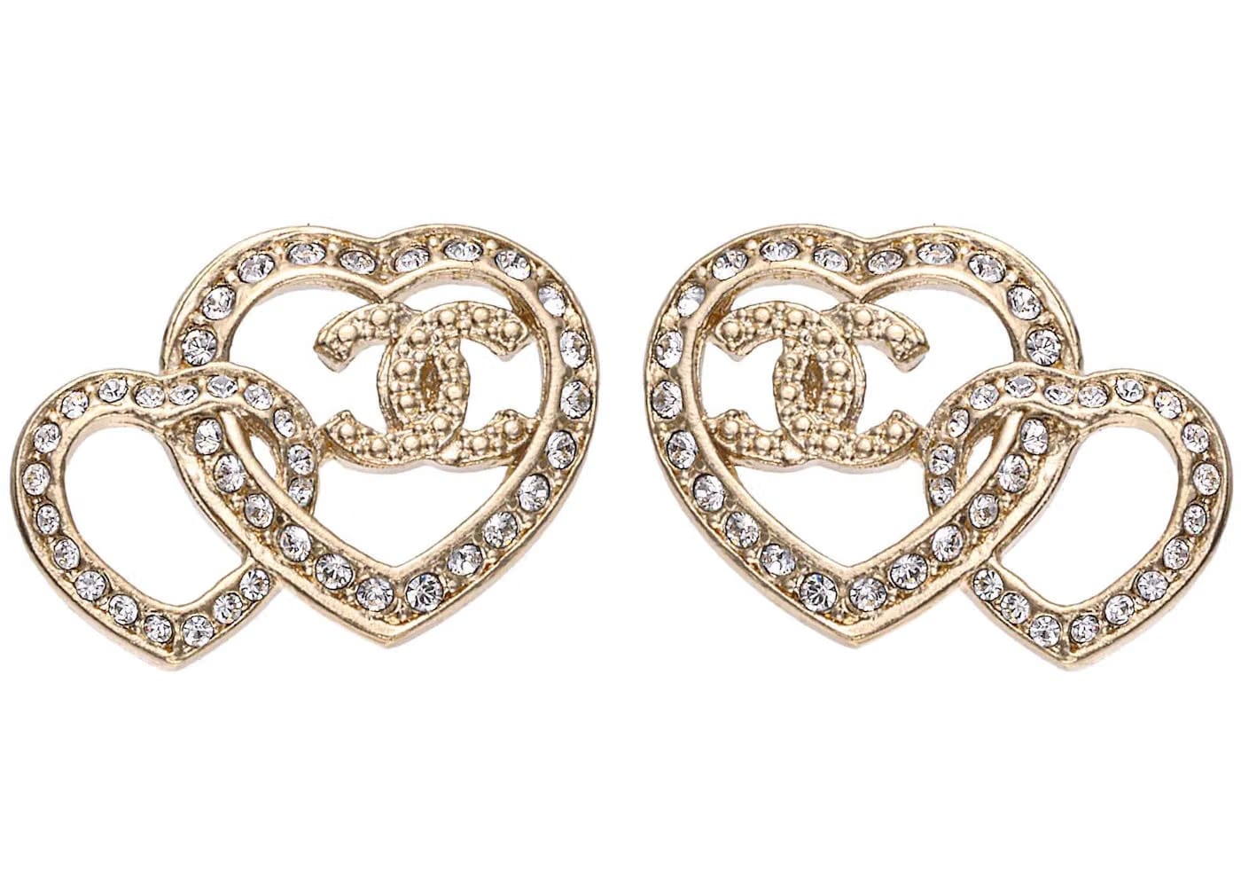 Chanel Heart Shape Cc Earrings Gold Abb666
