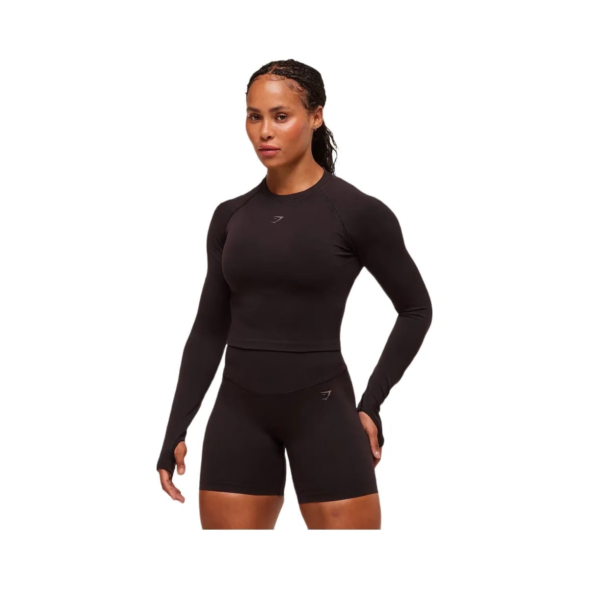 Gymshark Activate Long Sleeve Crop Top - Plum Brown