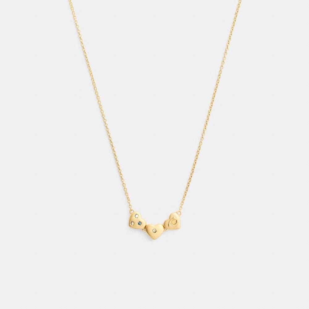 Coach Heart Cluster Pendant Necklace Gold Multi