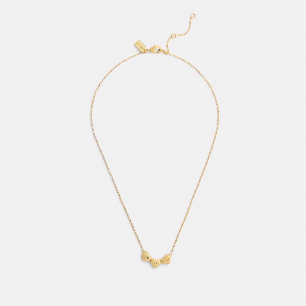 Coach Heart Cluster Pendant Necklace Gold Multi