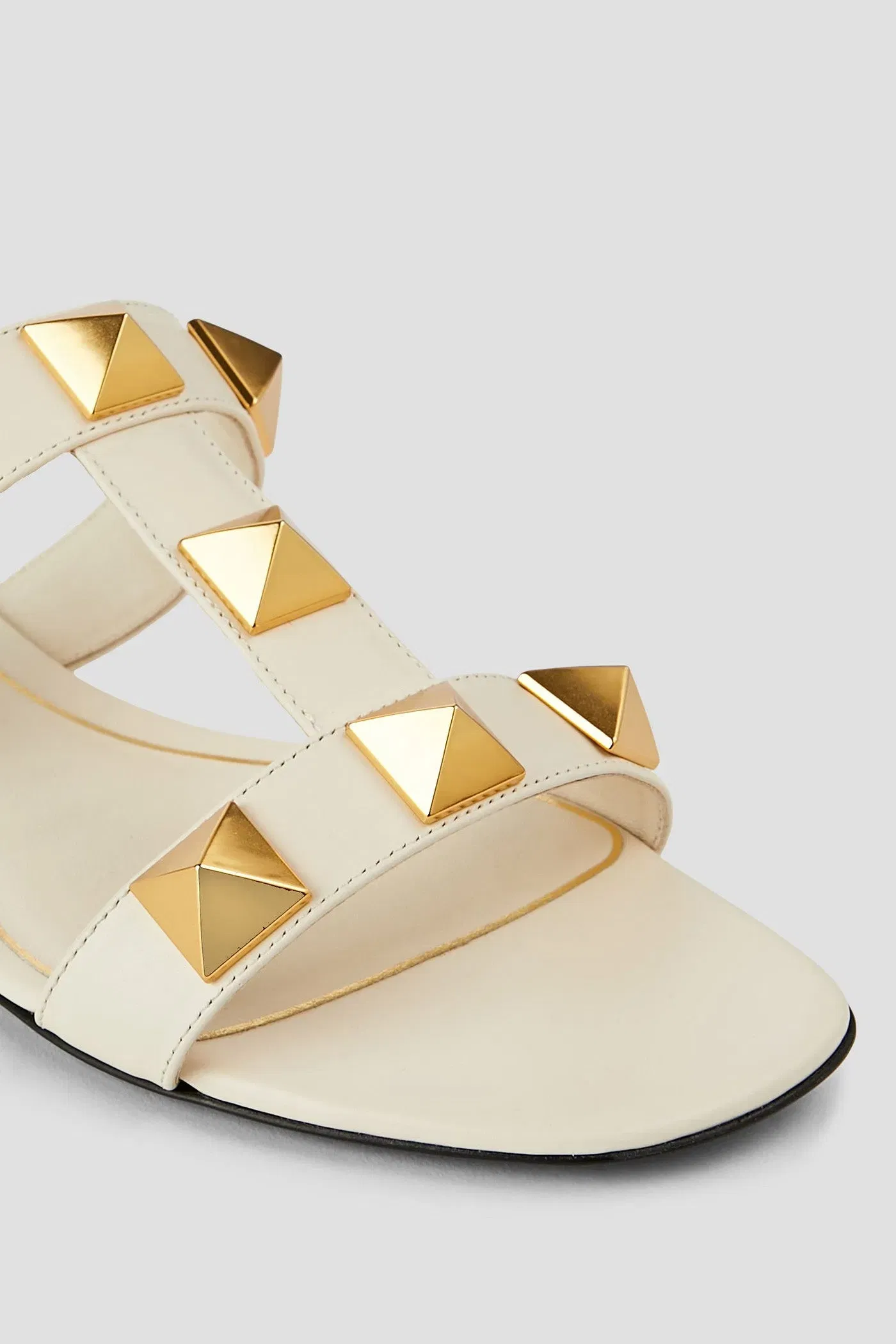 Valentino Garavani Roman Stud Leather Slides Ivory Women's