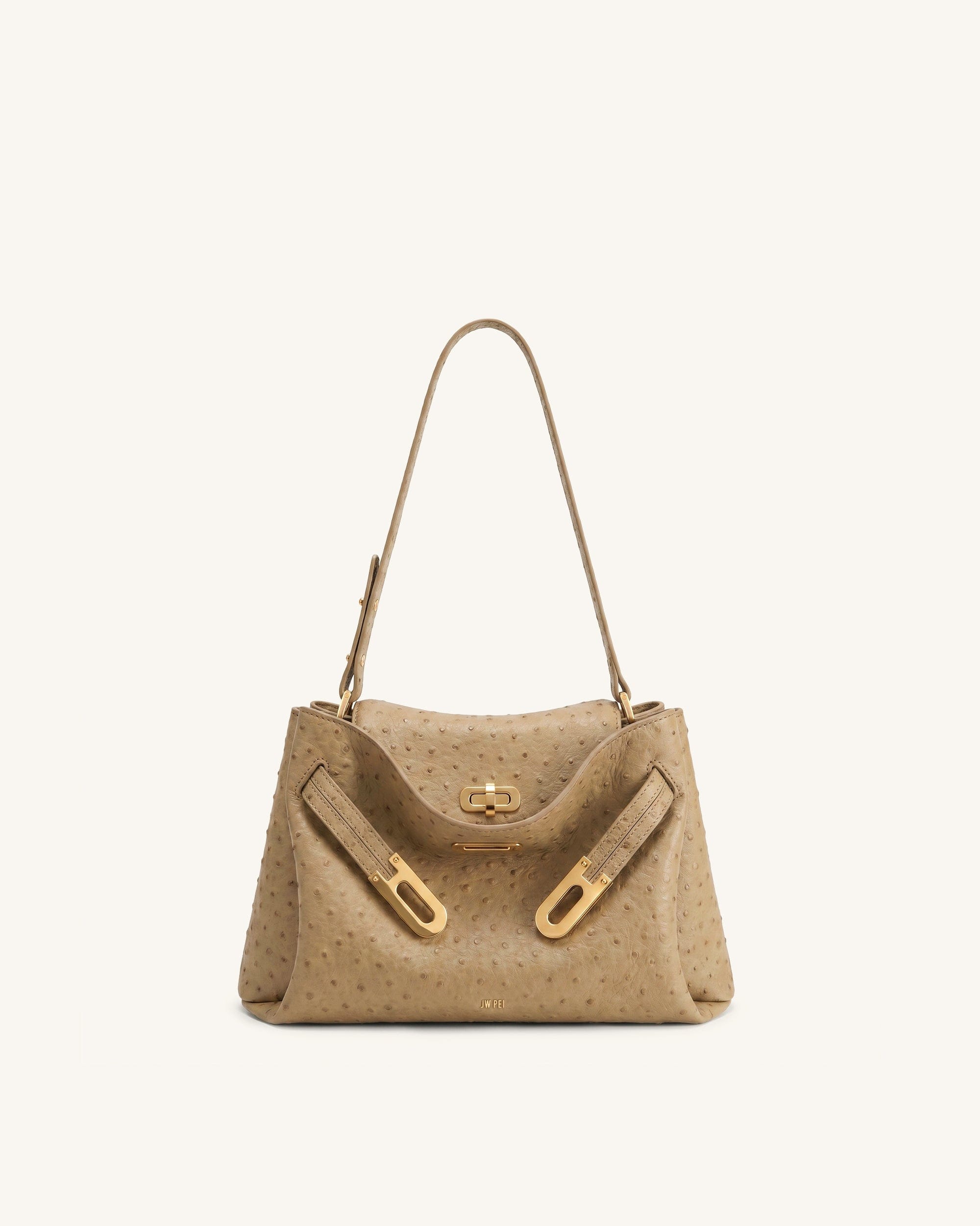 Rhea Double Buckle Shoulder Bag - Brown Canvas