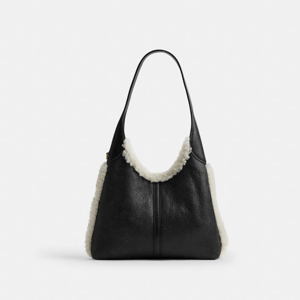 Coach Brooklyn Shoulder Bag 28 In Shearling Brass Black Natural
