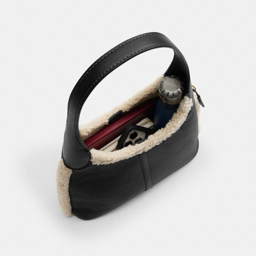 Coach Brooklyn Shoulder Bag 28 In Shearling Brass Black Natural