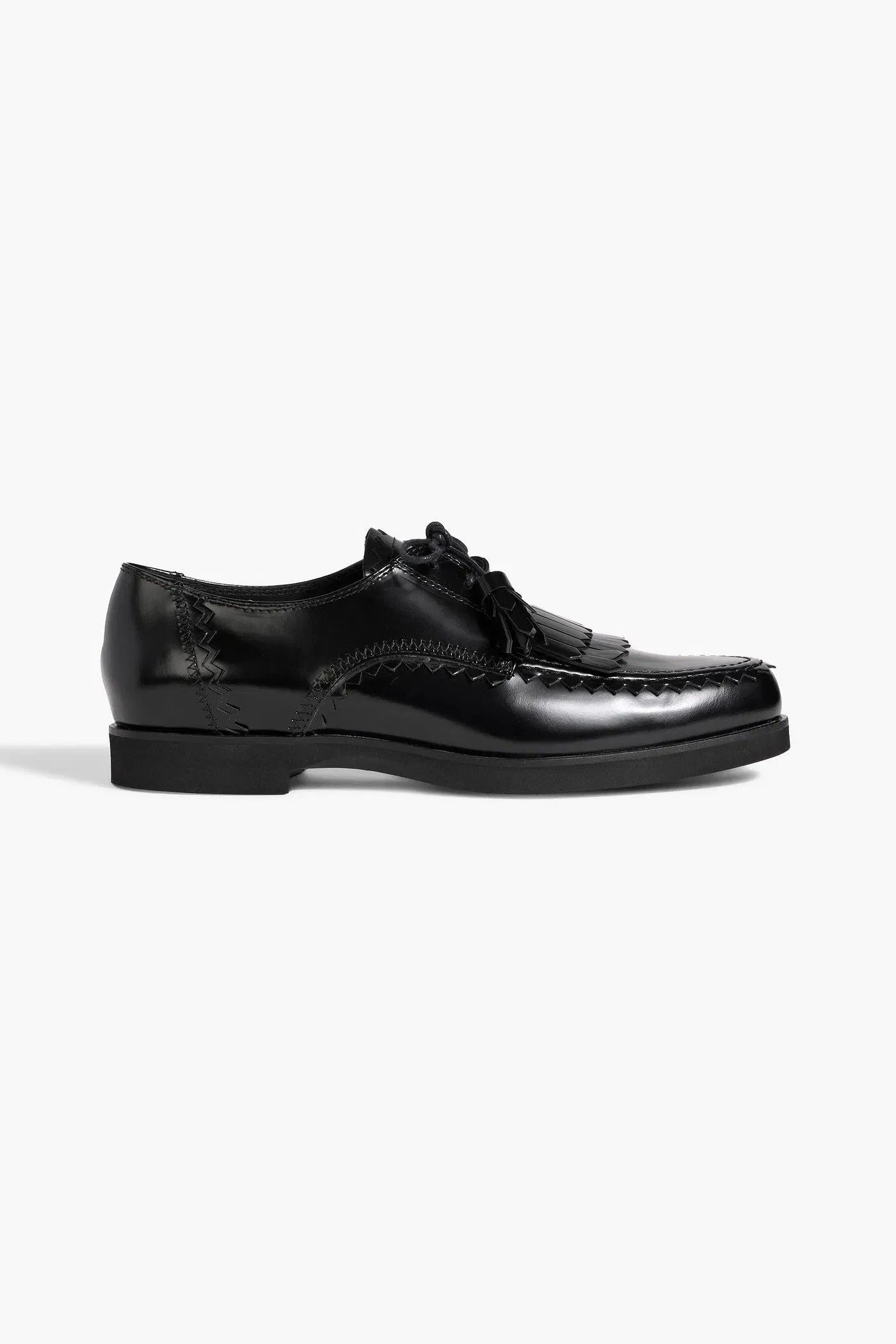 Tod's Fringed Glossed-Leather Brogues Black Women's